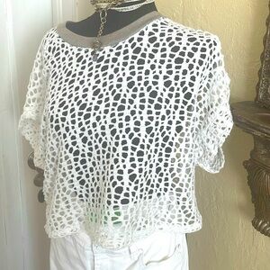 NARA Crochet Tee Top light weight top made in Thailand COTTON,  size medium